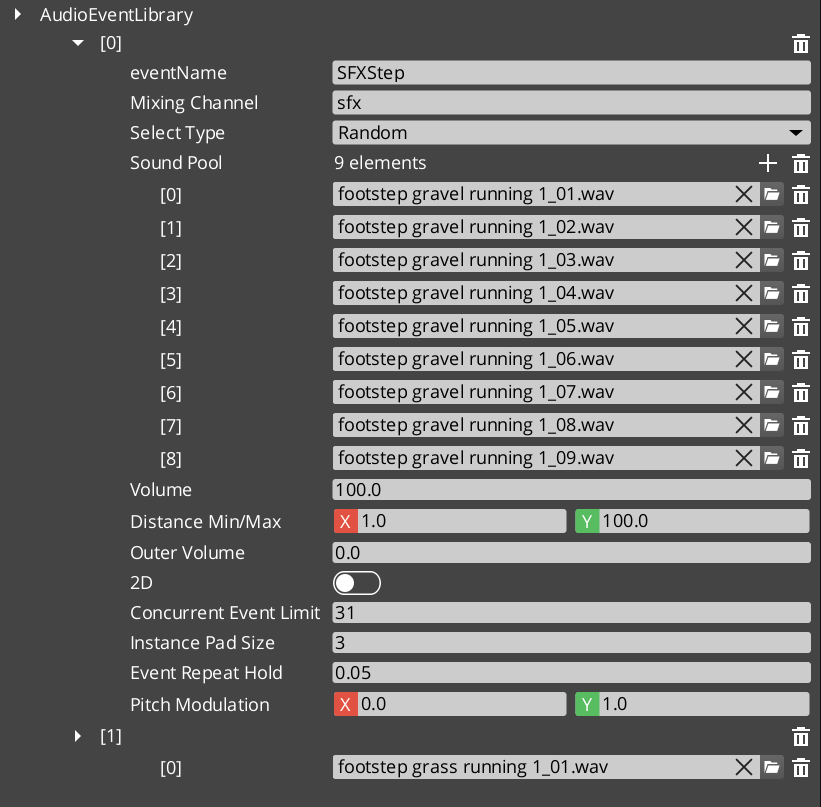 Audio Event Library asset in the O3DE Asset Editor