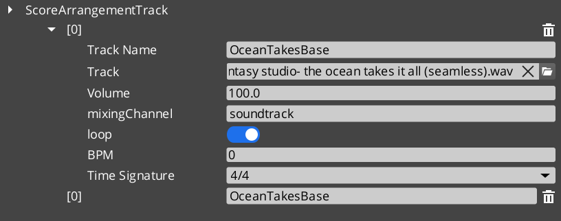 Score Arrangement asset in the O3DE Asset Editor