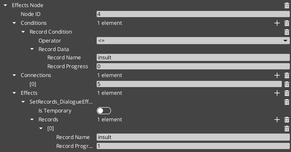 Dialogue Effects Node with Condition in the Dialogue Editor