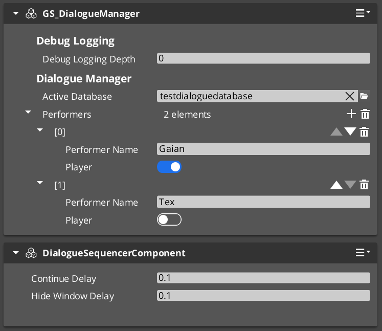 Dialogue Manager component in the O3DE Inspector