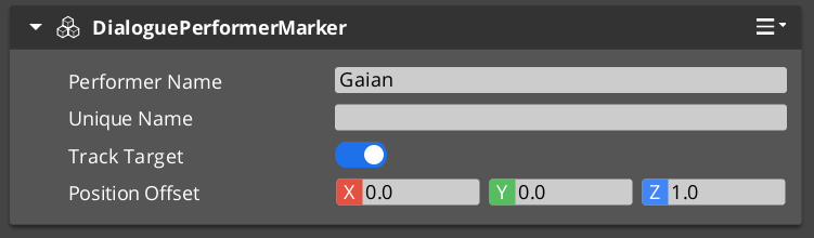 Dialogue Performer Marker component in the O3DE Inspector