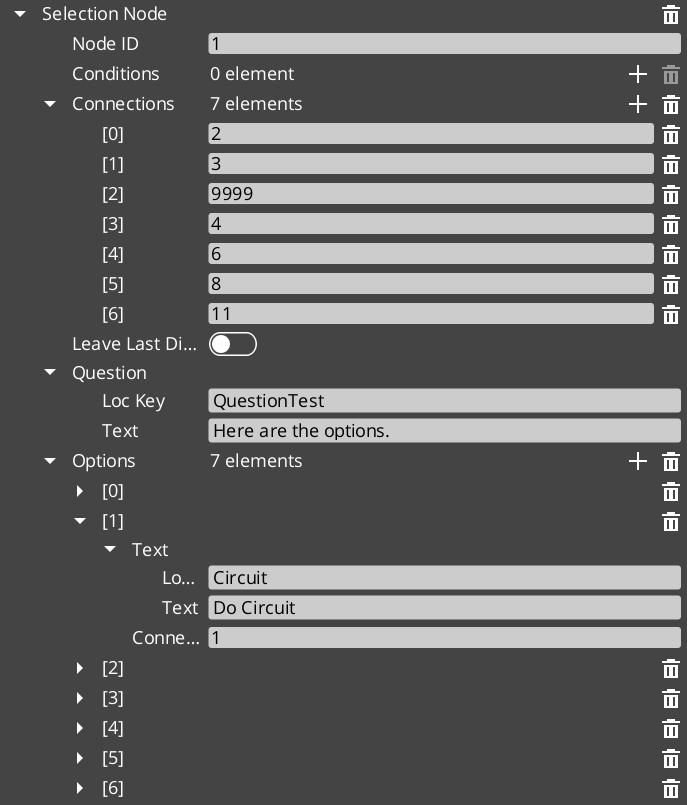 Dialogue Selection Node in the Dialogue Editor