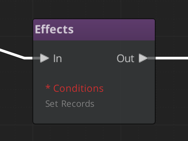 Effects Node with Conditions in the Dialogue Editor