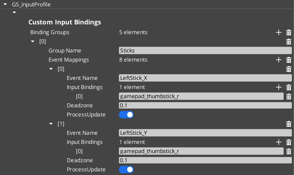 Input Profile asset in the O3DE Asset Editor