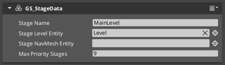 Stage Data component in the O3DE Inspector
