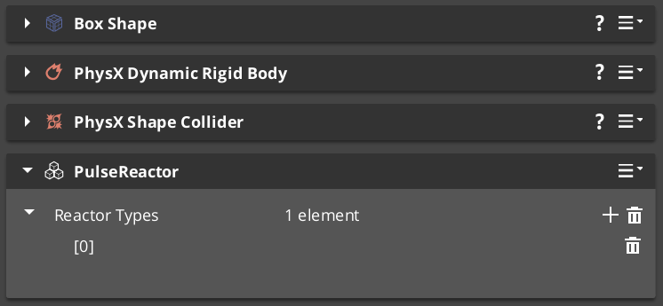 Pulse Reactor component in the O3DE Inspector