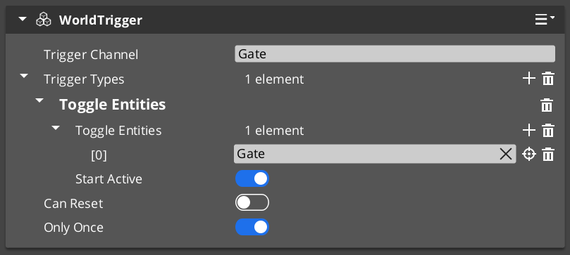 World Trigger component in the O3DE Inspector