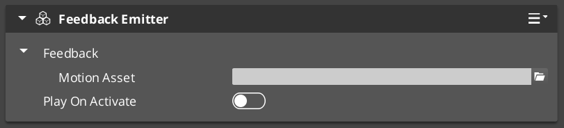 FeedbackEmitter component in the O3DE Inspector