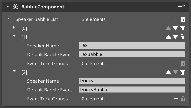 Babble component in the O3DE Inspector