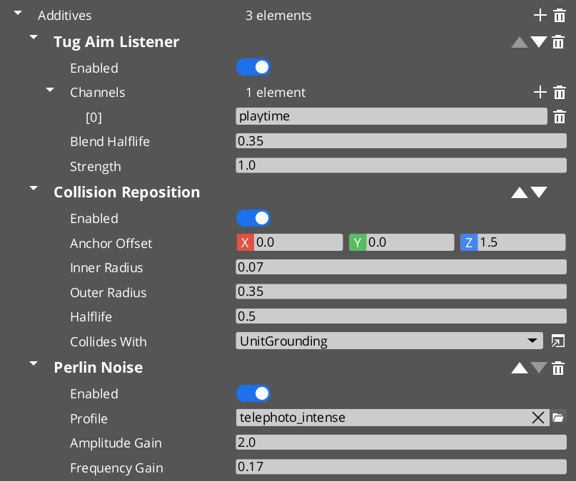 Additive stages list on the Phantom Camera component
