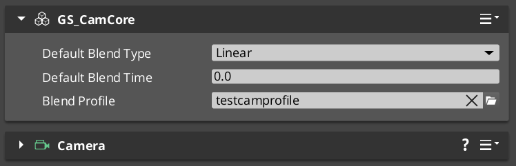 Cam Core component in the O3DE Inspector