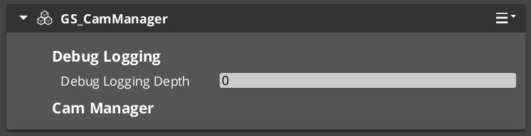 Cam Manager component in the O3DE Inspector