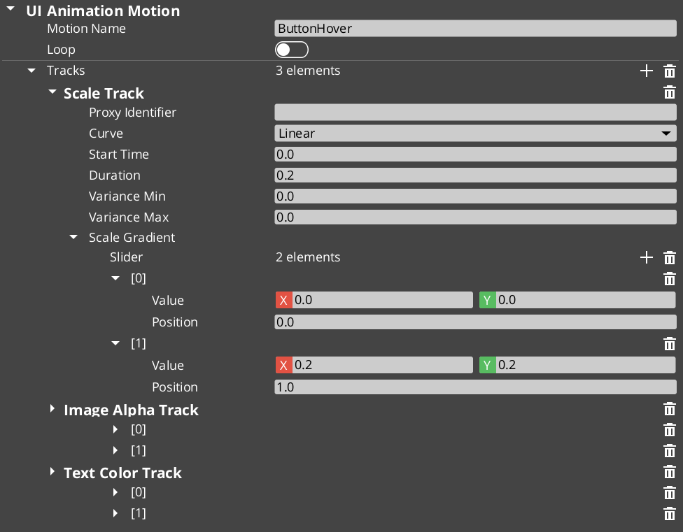 UI Animation Motion asset in the O3DE Asset Editor