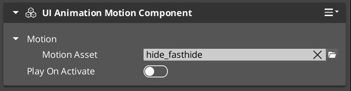 UiAnimationMotionComponent in the O3DE Inspector