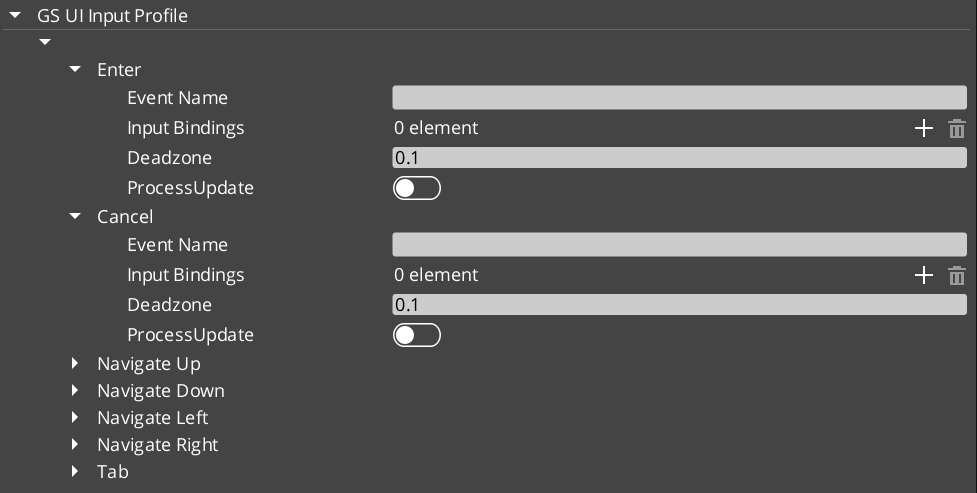 UI Input Profile asset in the O3DE Asset Editor