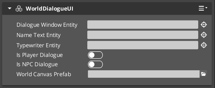 WorldDialogueUIComponent canvas in the O3DE UI Editor