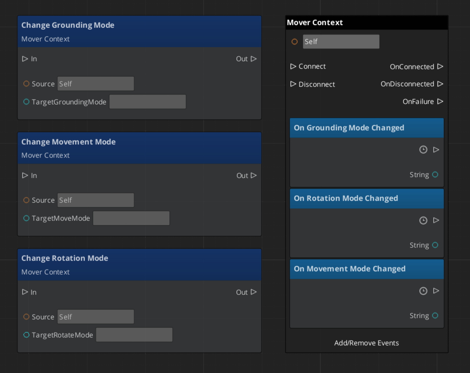Script Canvas nodes for changing movement mode