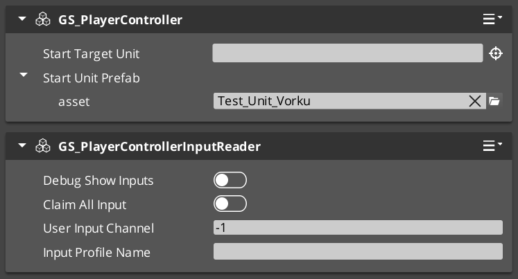 Player Controller and Input Reader components in the O3DE Inspector