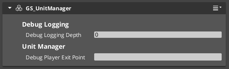 Unit Manager component in the O3DE Inspector